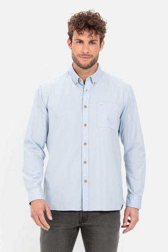 Camel Active ανδρικό πουκάμισο button down με κεντημένο λογότυπο Regular Fit - C32-409110-2S00 Denim Blue Ανοιχτό XL